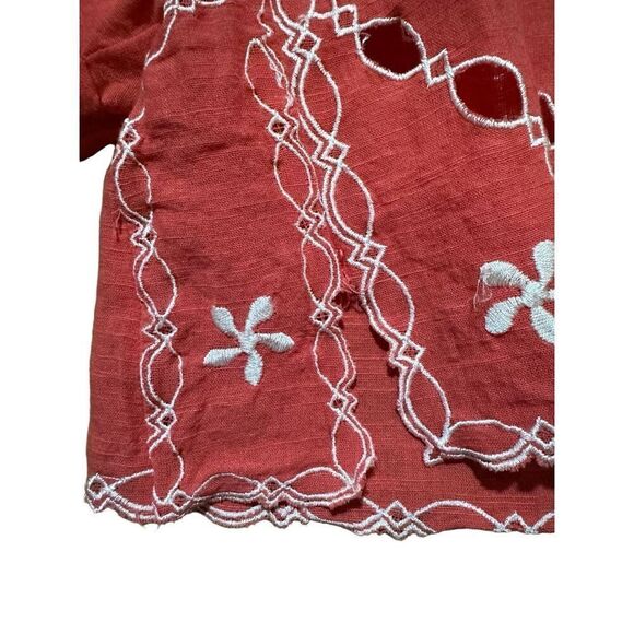 Free People Wild One Crop Top button up sz S bright coral - Picture 11 of 13